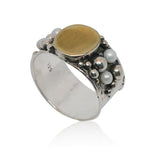 Sterling Silver, 9K Yellow Gold, Pearl Ring