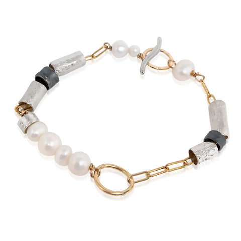 Sterling Silver, Gold Filled, Pearl Bracelet