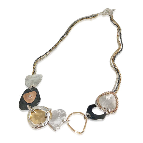 Sterling Silver, Gold Filled, Citrine, Blue Topaz Necklace
