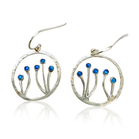 Sterling Silver, Opal Earrings