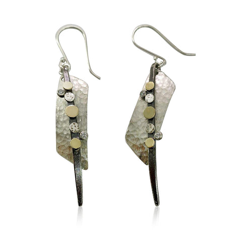 Sterling Silver, 9K Gold, Cubic Zirconia Earrings