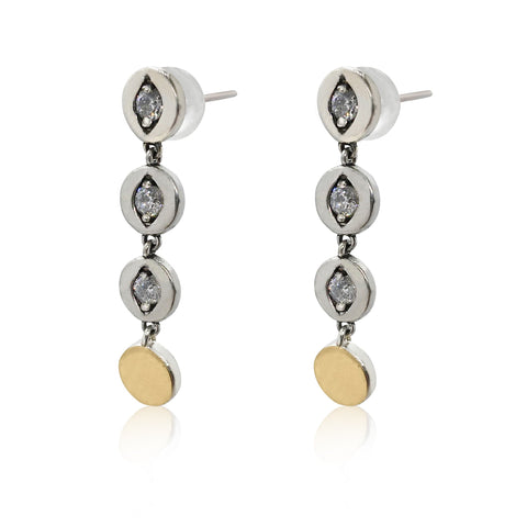 Sterling Silver, (Non Oxid), 9K Gold, Cubic Zirconia Earrings