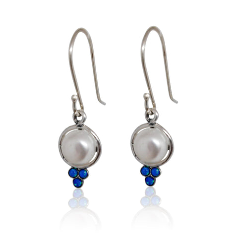 Sterling Silver, Opal, Pearl Earrings