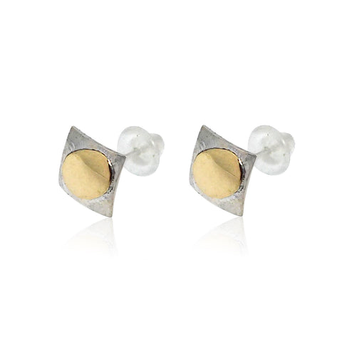 Sterling Silver, 9K Gold Earrings