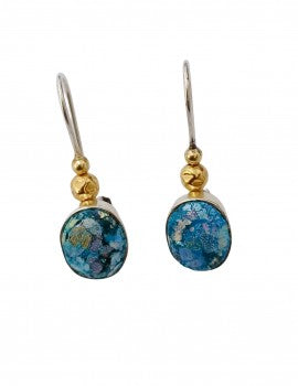 Sterling Silver, Gold Filled, Roman Glass Earrings