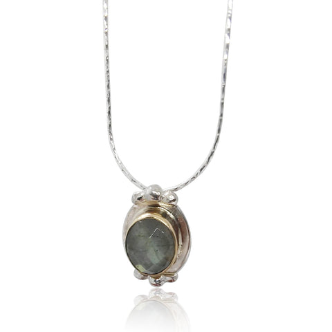Sterling Silver, 9K Gold, Labradorite Necklace