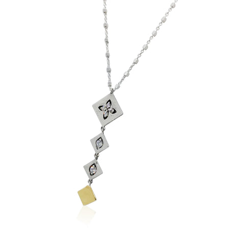 Sterling Silver, (Non Oxid), 9K Gold, Cubic Zirconia Necklace