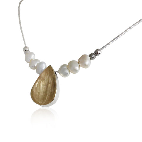 Sterling Silver, 9K Gold, Pearl Necklace