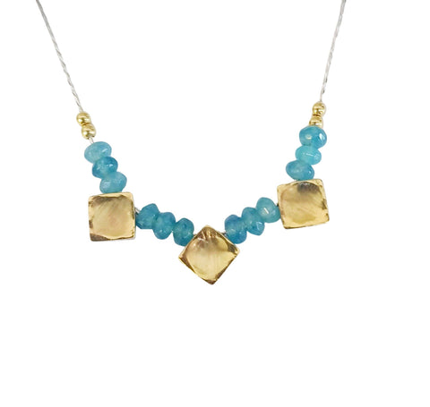 Sterling Silver, Jade, 9K Gold Necklace