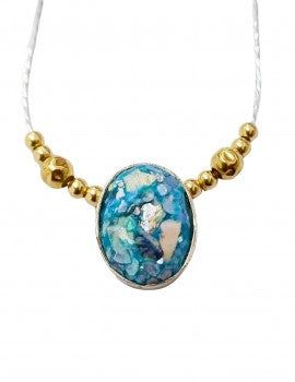 Sterling Silver, Gold Filled, Roman Glass Necklace