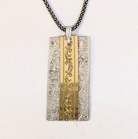 Oxidised Sterling Silver, Gold Filled, Men's Necklace