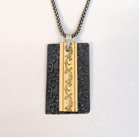 Oxidised Sterling Silver, Gold Filled, Men's Necklace