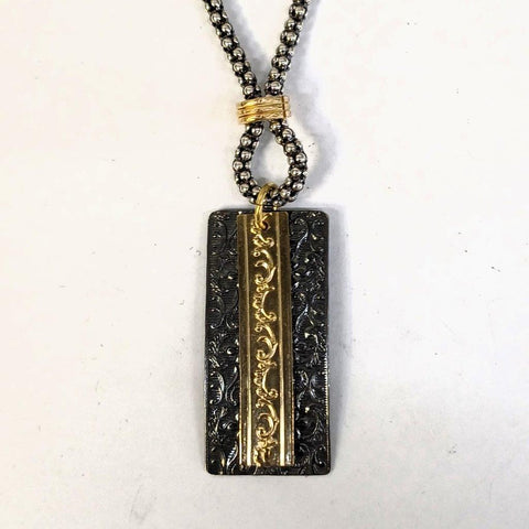 Oxidised Sterling Silver, Gold Filled, Men's Necklace
