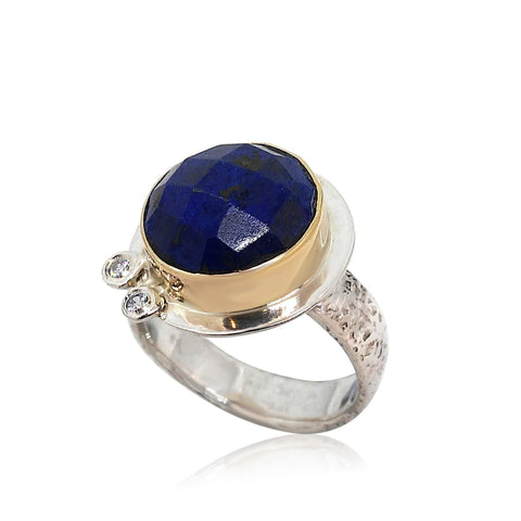Sterling Silver, 9K Gold, Lapis Ring