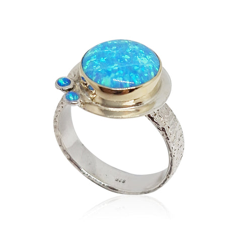 Sterling Silver, 9K Gold, Opal Ring