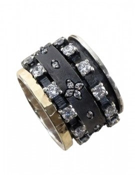 Sterling Silver, 9K Gold, Cubic Zirconia Ring