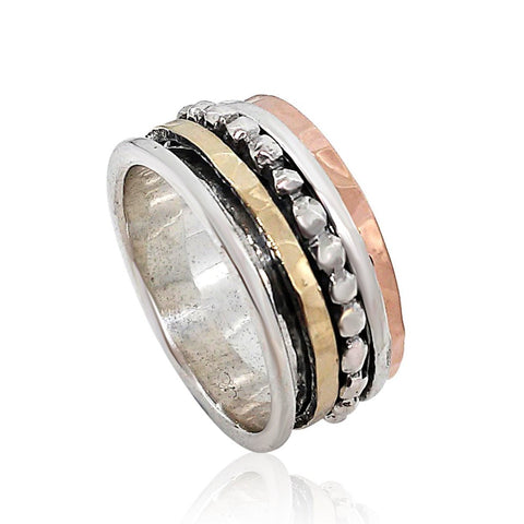Sterling Silver, (Non Oxid), 9K Gold Ring