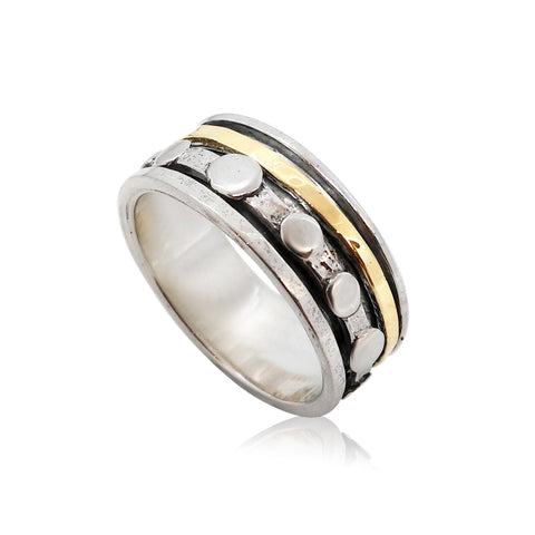 Sterling Silver, (Oxid), 9K Gold Ring