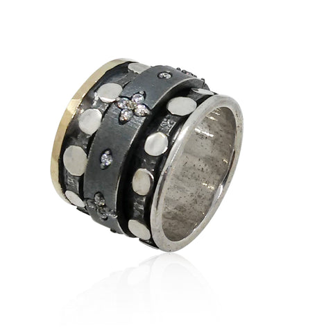 Sterling Silver, 9K Gold, Cubic Zirconia Ring