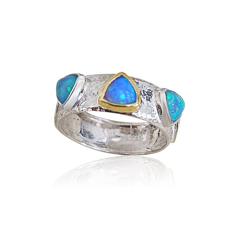 Sterling Silver, 9K Gold, Opal Ring