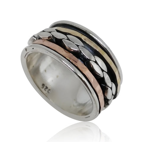 Sterling Silver, 9K Gold Ring