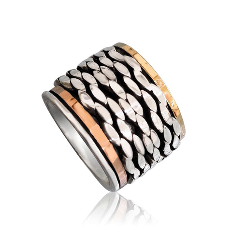 Sterling Silver, 9K Gold Ring