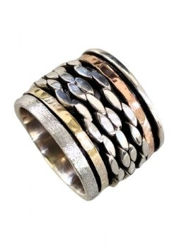 Sterling Silver, 9K Gold Ring