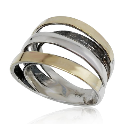 Sterling Silver, 9K Gold Ring