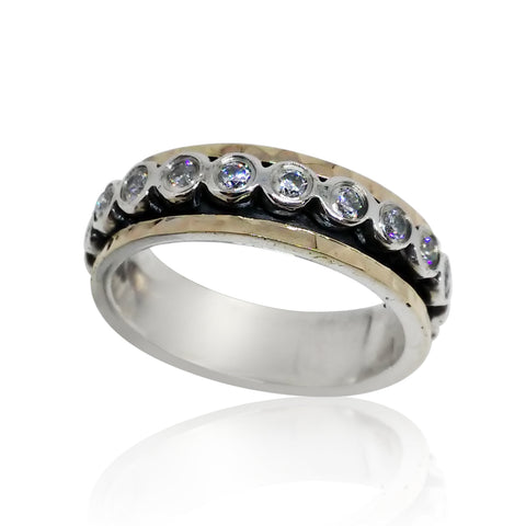 Sterling Silver, 9K Gold, Cubic Zirconia Ring