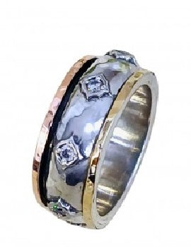 Sterling Silver, 9K Gold, Cubic Zirconia Ring