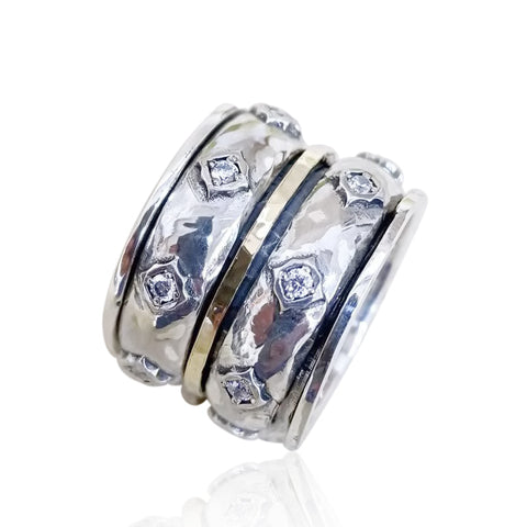 Sterling Silver, 9K Gold, Cubic Zirconia Ring