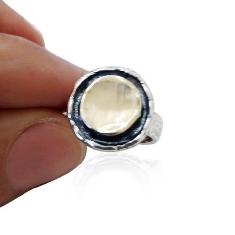 Sterling Silver, 9K Gold Ring