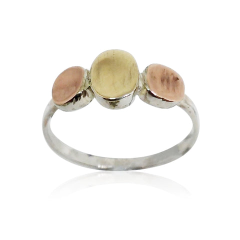 Sterling Silver, 9K Gold Ring