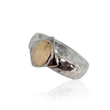 Sterling Silver, 9K Gold Ring