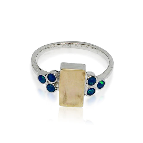 Sterling Silver, 9K Gold, Opal Ring