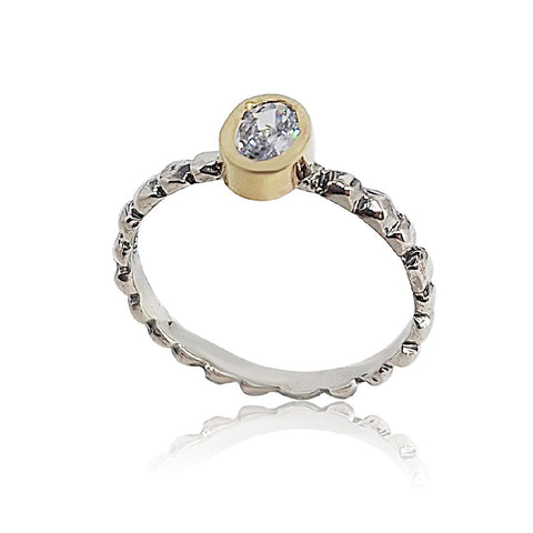 Sterling Silver, (NO), 9K Gold, Cubic Zirconia Ring