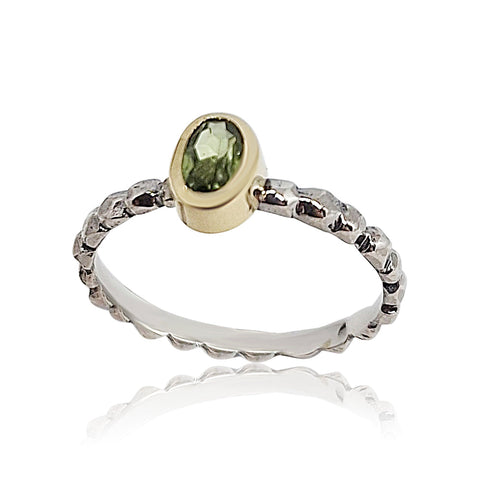 Sterling Silver, (NO), 9K Gold, Peridot Ring