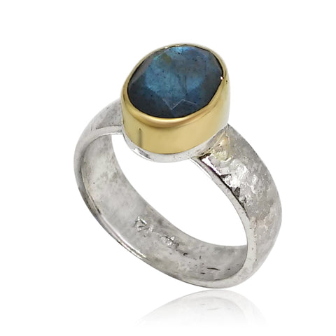 Sterling Silver, 9K Gold, Labradorite Ring