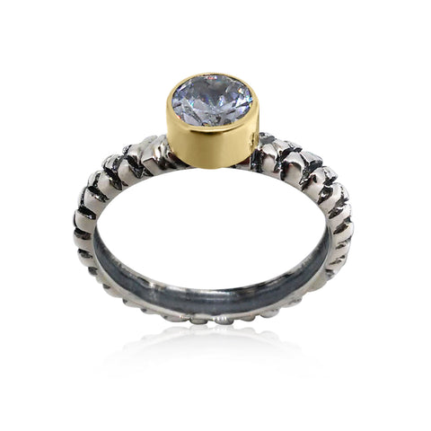 Sterling Silver, (NO), 9K Gold, Cubic Zirconia Ring