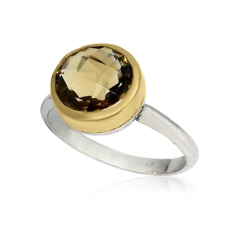 Sterling Silver, 9K Gold, Citrine Ring