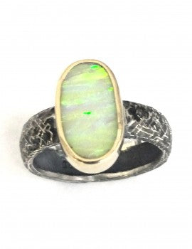 Sterling Silver, White Opal Ring