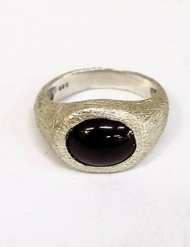 Sterling Silver, (Non Oxid), Garnet, Men's Ring