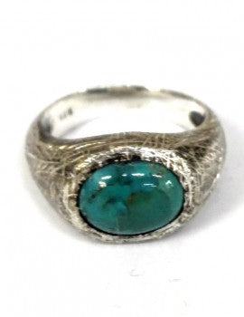 Sterling Silver, (Oxid), Turquoise, Men's Ring