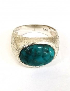 Sterling Silver, (Non Oxid), Turquoise, Men's Ring