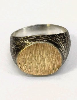 Sterling Silver, (Oxid), 9K Gold, Men's Ring