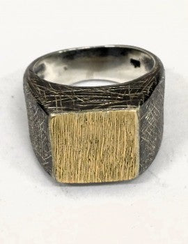 Sterling Silver, (Oxid), 9K Gold, Men's Ring