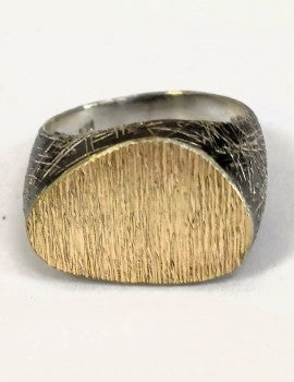 Sterling Silver, (Oxid), 9K Gold, Men's Ring