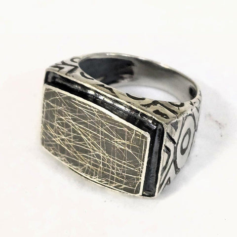Sterling Silver, (Oxid), 9K Gold, Men's Ring