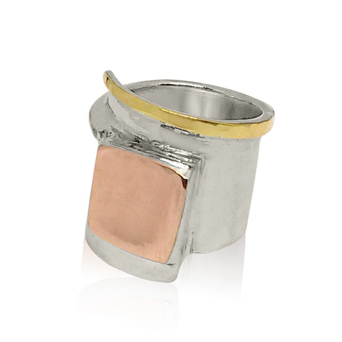 Sterling Silver, 9K Gold Ring