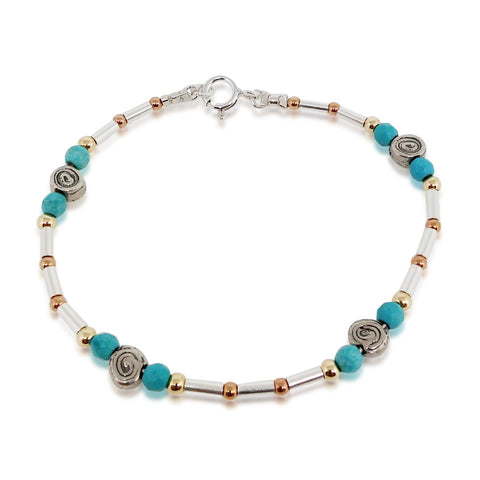 Sterling Silver, Gold Filled, Turquoise Bracelet
